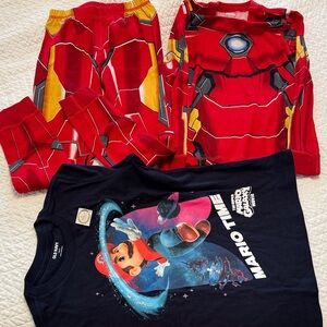 Marvel Iron Man Pajama Set and Navy Super Mario Tee